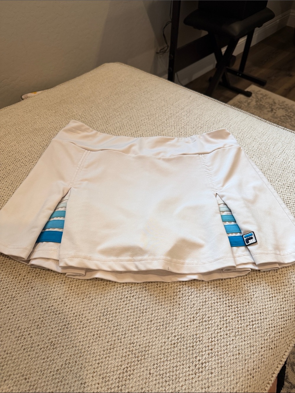 Fila Cream Skort with Blue Striped Side Panels